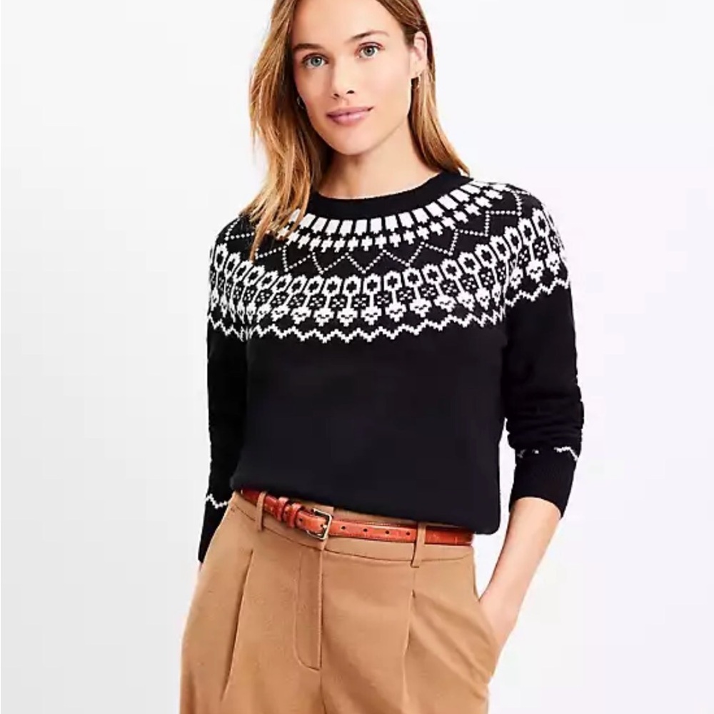 LOFT Black and White Knit Sweater